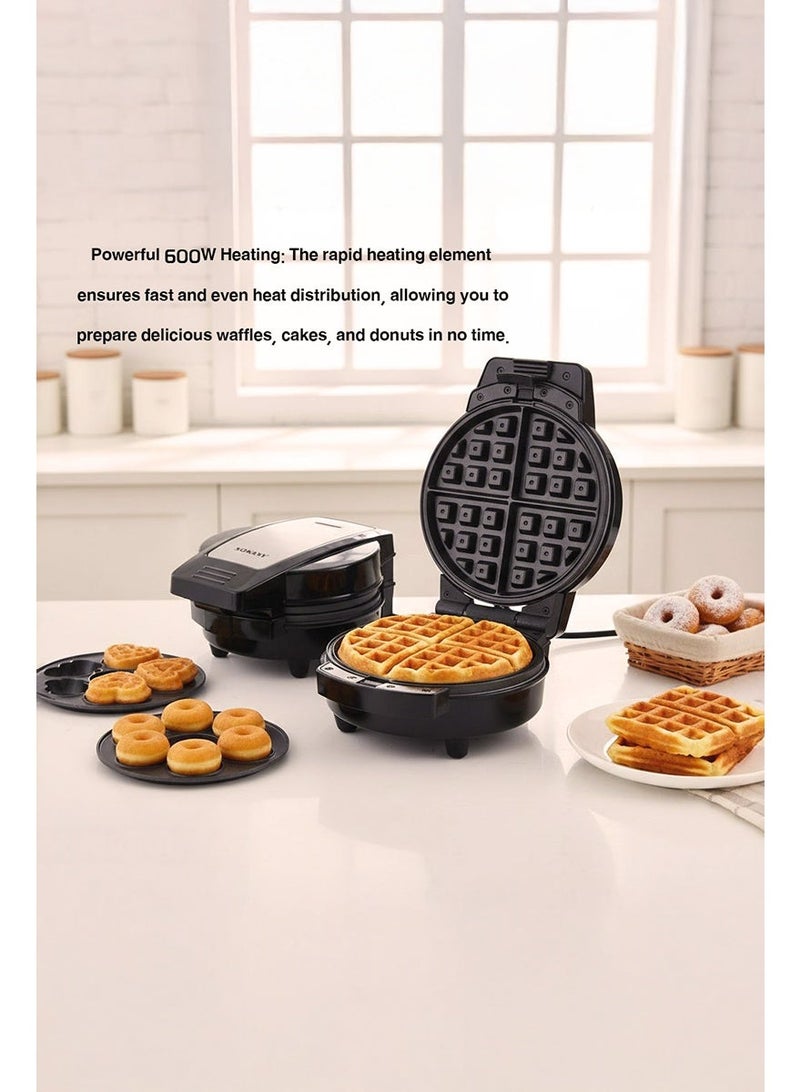 sokany 3-in-1 Design: This versatile waffle maker can also be used to create cartoon-shaped cakes and doughnuts, offering a fun and creative cooking experience. - Image 4